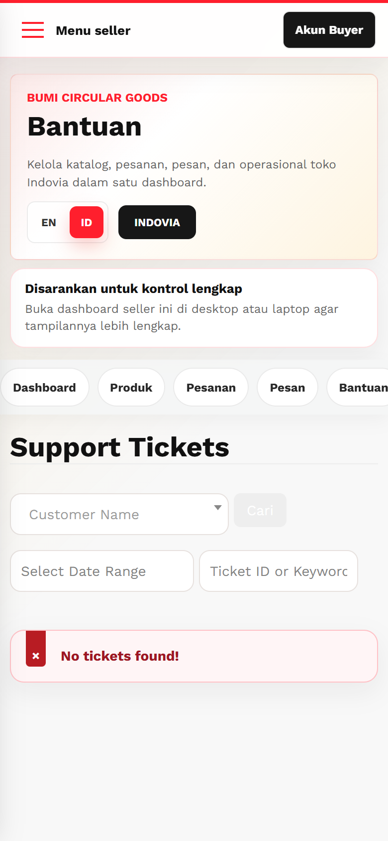 Complaint/Support Flow - Mobile screenshot