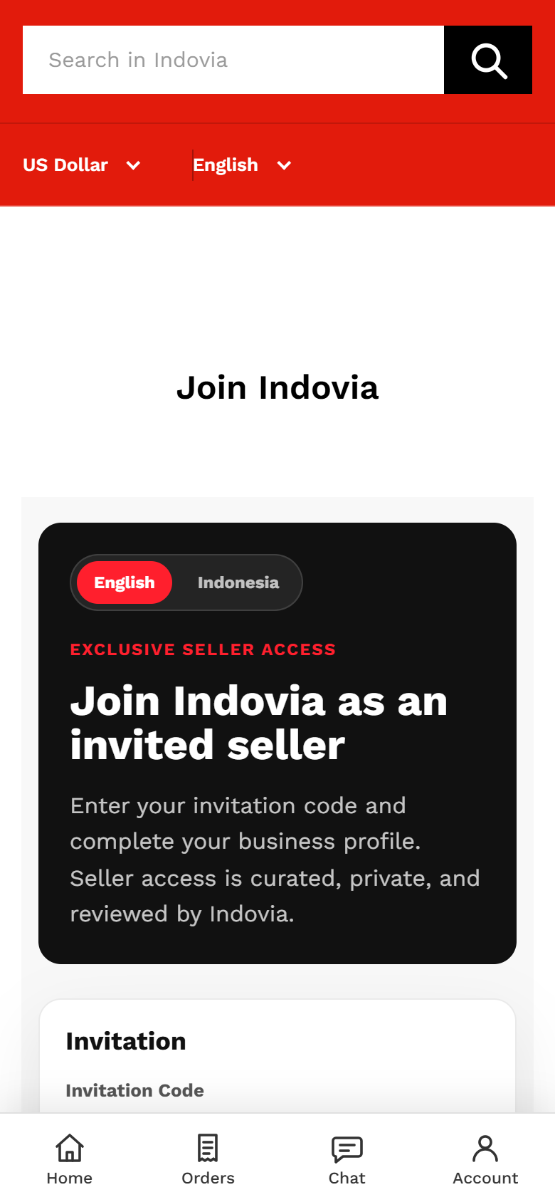Invitation Code Registration - Mobile screenshot
