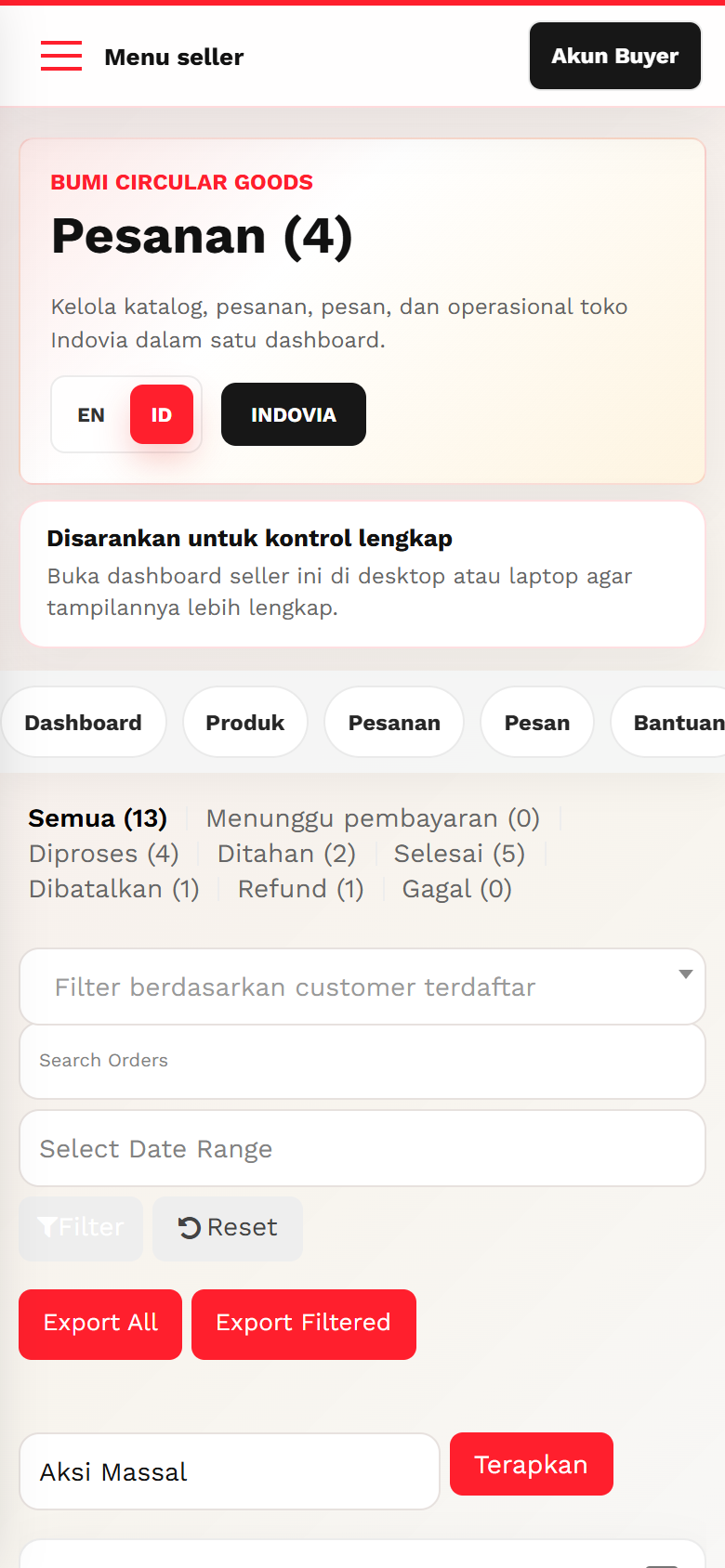 Order Management - Mobile screenshot