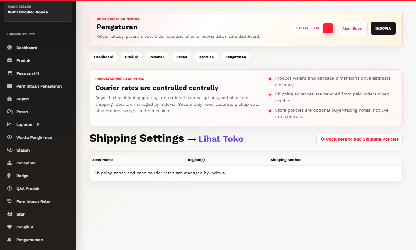 Shipping Setup - Desktop screenshot