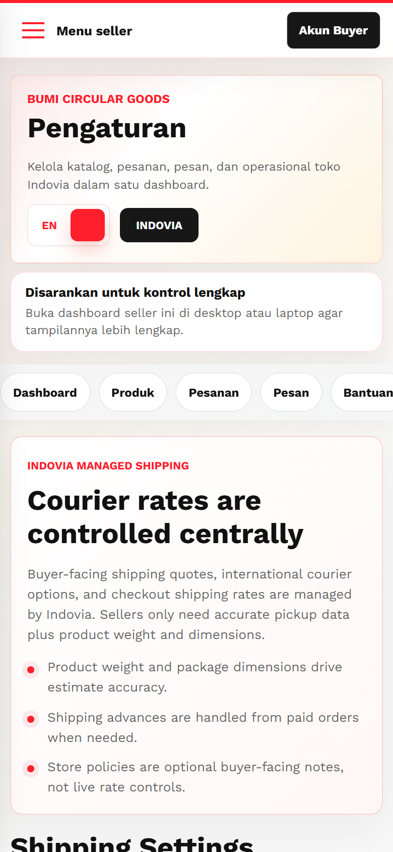 Shipping Setup - Mobile screenshot