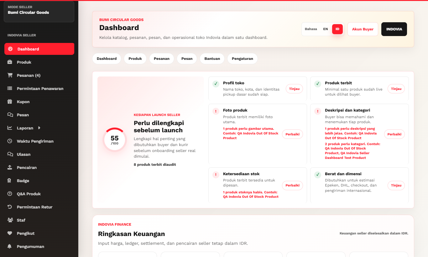 Switching Buyer/Seller Dashboard - Desktop screenshot