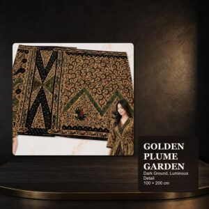 Chronic Golden Plume Garden — Hand-Drawn Madurese Batik Cotton, 100 × 200 cm