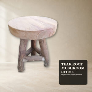 Handcrafted Teak Root Mushroom Stool – Organic Solid Wood Accent