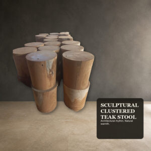 Sculptural Clustered Teak Stool – Architectural Solid Wood Accent