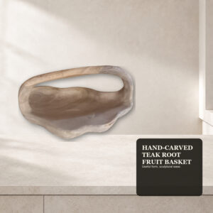 Hand-Carved Teak Root Fruit Basket – Organic Wood Table Centrepiece
