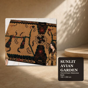 Chronic Sunlit Avian Garden — Hand-Drawn Madurese Batik Cotton, 100 × 200 cm