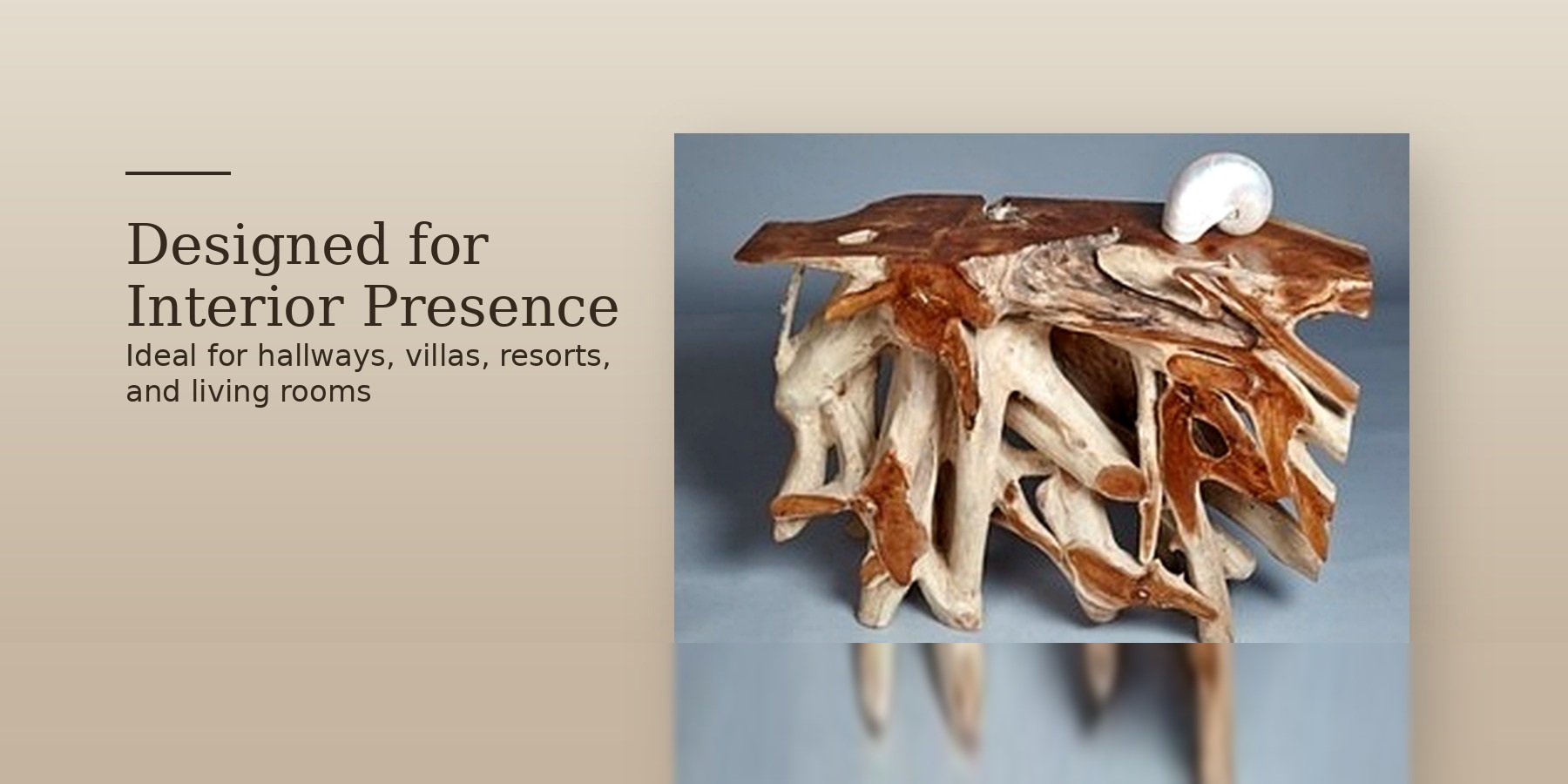 Teak Root Console Table interior use case
