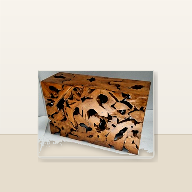 Teak root slice console table by Java Living Co