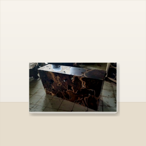 Organic teak root slice console table by Java Living Co