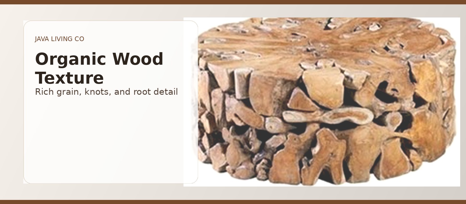 Round Teak Root Slice Coffee Table material detail