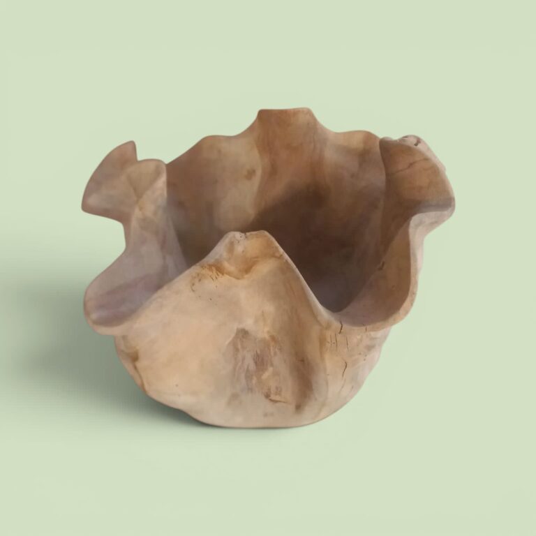 Hand-Carved Teak Root Bowl – Organic Multipurpose Wood Vessel
