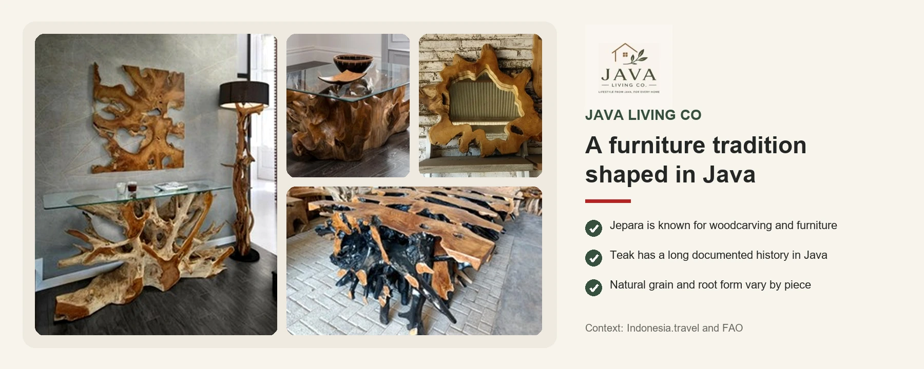 Java Living Co collection and Java furniture tradition