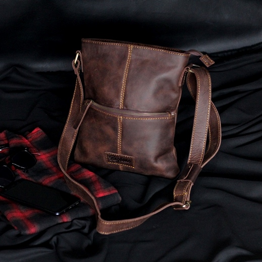 Leather Sling Bag for Men, Full Grain Leather Crossbody Bag, iPad Messenger Bag, Everyday Carry Bag, Gift for Him