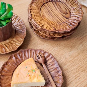 Hand-Carved Teak Wood Plate