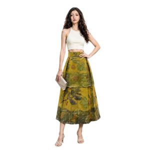 Wrap Skirt 2 Layers - Eco Print Flower & Leaf