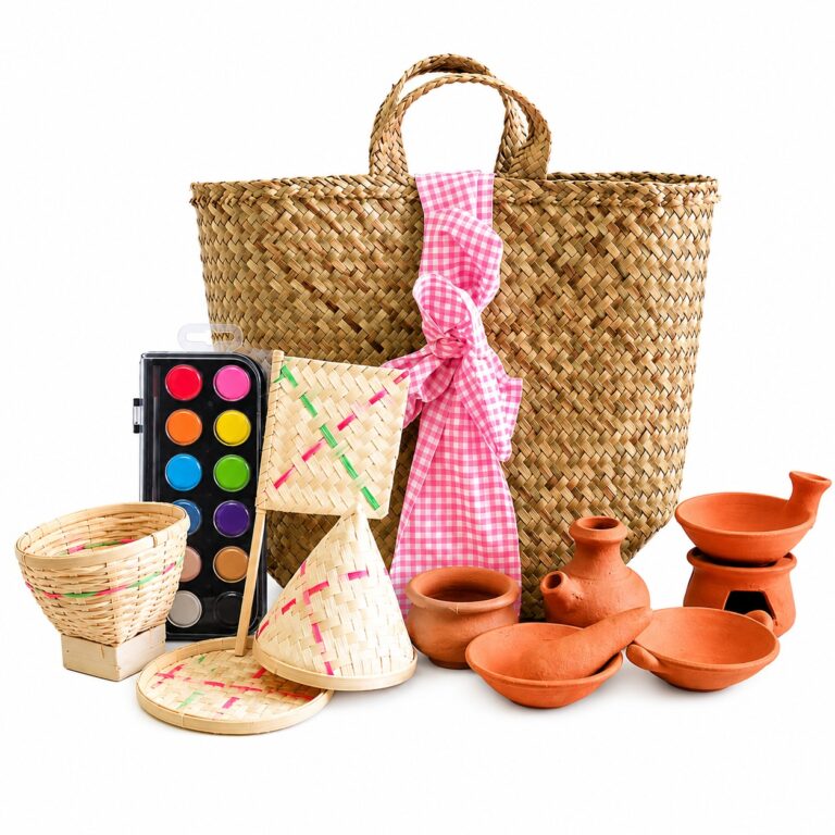 4-Piece Bamboo Cooking Set & 6-Piece Pottery Painting Set – Purun Bag Packaging (BL2606411ASS)
